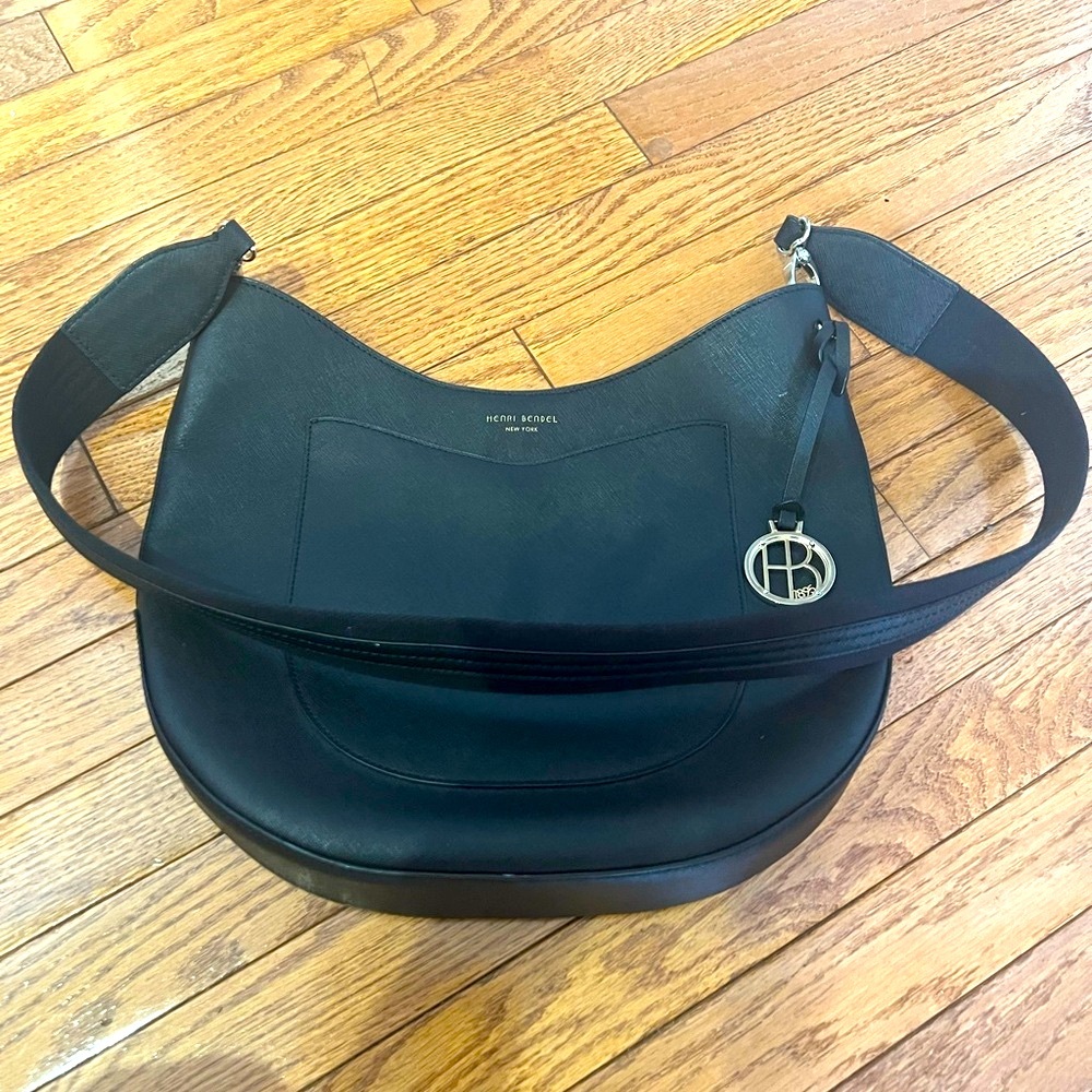 Henri Bendel Black Hobo Bag with Modern Design